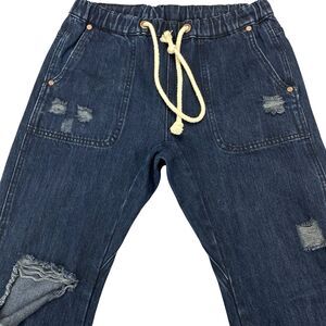 One Teaspoon Shabbies Drawstring Boyfriend Denim Jean Women XS ‎ Destroyed